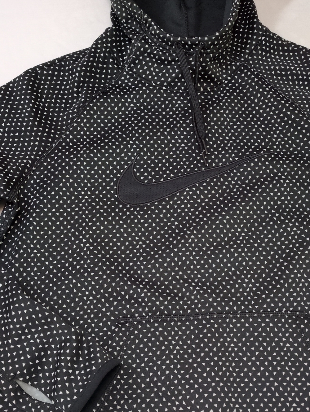 Nike Dri-Fit All Over Print Geometric Triangle Hoodie Black White Women's M 8029
